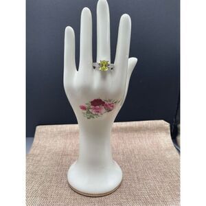 Lia Sophia silver and greens light ring crystal/rhinestone/zirconia Size 9